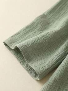 Rusticease Vacation Casual Solid Color Lace Splice Cutout Collar Blouse - Green - View 6