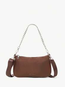 Viva Strut 1件女士斜挎包、单肩包、手提包，尼龙材质，棕色，时尚个性，简约百搭，街头风，甜美酷女孩，辣妹，Y2K风格 - 咖啡 - 查看 3