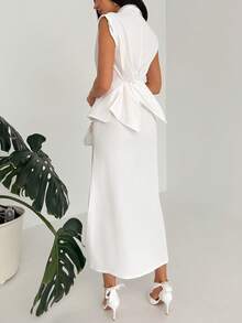 Aloruh New Minimalist Sexy Fashion Commuter Golf Twist Waist Cardigan Vest And Fishtail Skirt Set, Versatile For Party, Music Festival White Summer - Beige - View 10