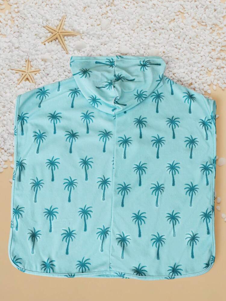 Hooded Cover Up With Palm Tree Print