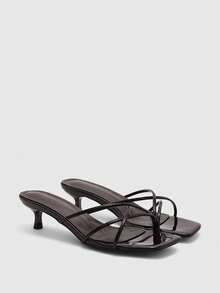 CUCCOO BIZCHIC Giày nữ mùa xuân hè mới, sandal cao gót quai mỏng màu nâu, dép lê thời trang đơn giản và thoải mái, đa năng, phù hợp đi làm, sandal gợi cảm cho nữ. - Gương cà phê - Xem 6