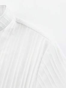 EGENSIO 男士休闲日常短袖衬衫，半开襟设计，夏季款 - 白色 - 查看 6