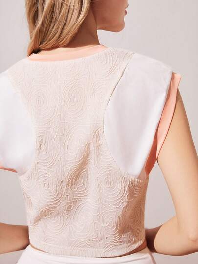 CourtClass 女士撞色圆领休闲百搭日常户外运动网球短袖上衣