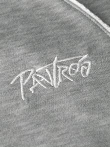 PAVTROS 男士抽绳腰带字母刺绣休闲运动裤 - 灰色 - 查看 2