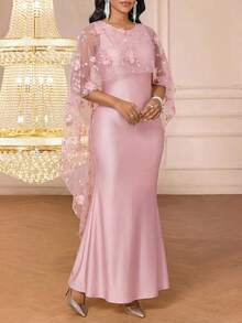 SHEIN Lady 女士时尚派对浪漫修身连衣裙 - 黑色 - 查看 4