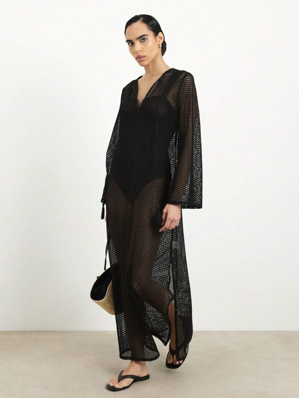 black knitted beach dress Women's Black Knitted Bandeau Maxi Beach Dress|Emily| 4th & Reckless