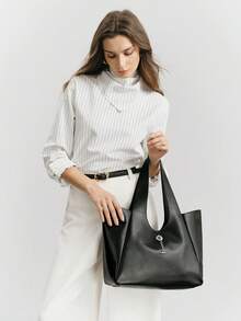 SHECARRY Women's Tote Bag, Large Capacity Shoulder Bag, Suitable For Commuting And Daily Use - Black - View 9