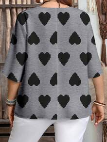 Mellowie Camisa holgada de mujer con estampado de corazones, adecuada para primavera/verano - Multicolor - Ver 2