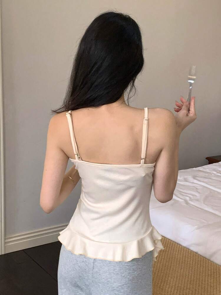Asymmetrical Ruffle Hem Camisole Women Sleepwear Top