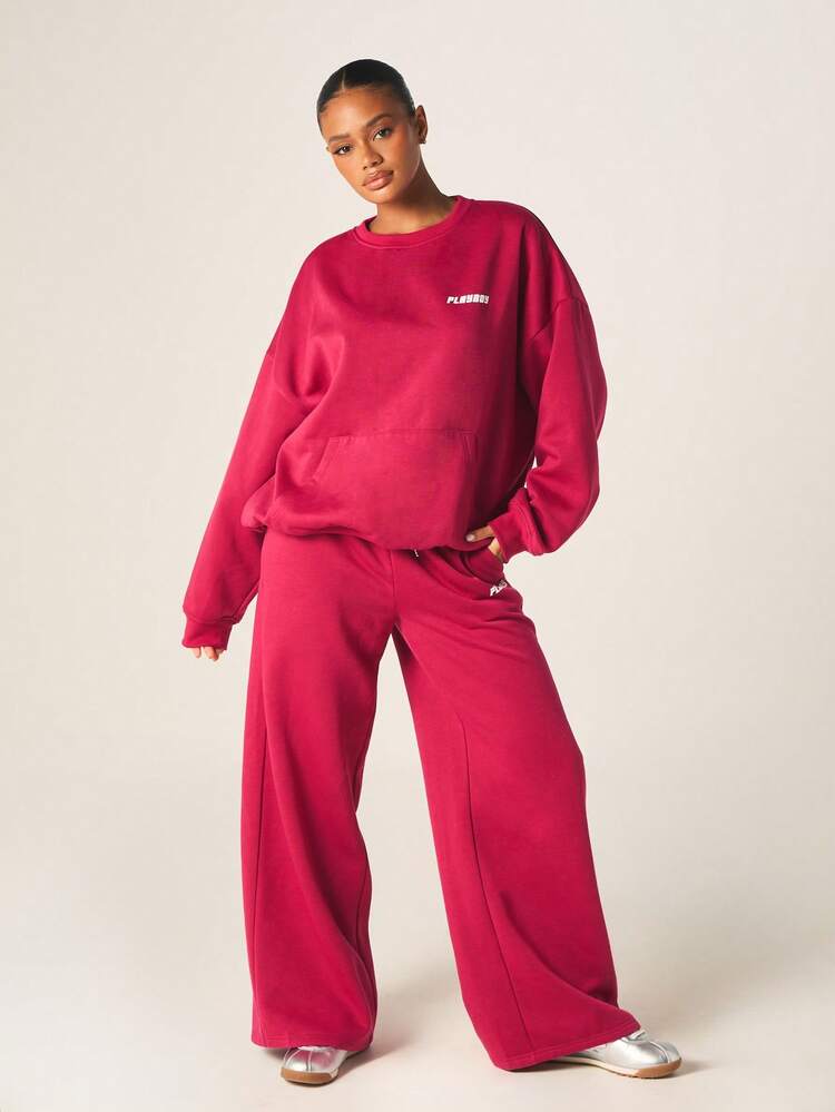 Missguided x Playboy Luźna bluza z okrągłym dekoltem, kieszenią pośrodku i nadrukowanym logo, zapewniająca swobodny, codzienny komfort, zarówno zimą, jak i jesienią