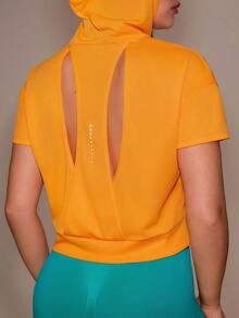 Sovereign Charm Sovereign Charm Professional Women's Sports Sweatshirt - Minimalist Casual Style With Back Cutouts & Reflective Details - Orange - View 1