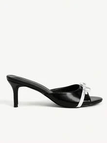 CUCCOO CHICEST Giày nữ mũi tròn nhỏ, gót mỏng, thanh lịch, thích hợp đi làm, sandal cao gót nữ, phong cách thường ngày mùa xuân, đi chơi, phong cách cổ điển, đi chơi mùa hè. - màu đen - Xem 3