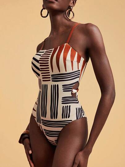 Travachic Women's Minimalist Printed Casual Jumpsuit,Beach,Beach Outfits For Women,Beach Set,Going Out,Vacation,Vacation Outfits Women,Holiday,Summer,Summer Clothes,Summer Outfits For Women,Party ,Going Out,Going Out Outfits,Casual,Elegant,Y2k,Brown