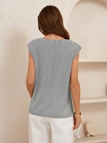 Lymera Áo thun tay ngắn cổ tròn dáng rộng, in họa tiết hoa màu xám, kiểu dáng thời trang mới, đa năng, có thể mặc lót hoặc khoác ngoài. - Xám - Xem 2