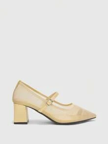 CUCCOO BIZCHIC Women Pointed Toe Fashion Daily Commute High Heels For Christmas Spring Shoes - Gold - View 2