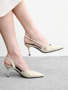 CUCCOO BIZCHIC 女士尖头低帮性感细跟高跟鞋，四季皆宜，适合户外通勤、宴会、派对等场合。 - 米色 - 查看 4