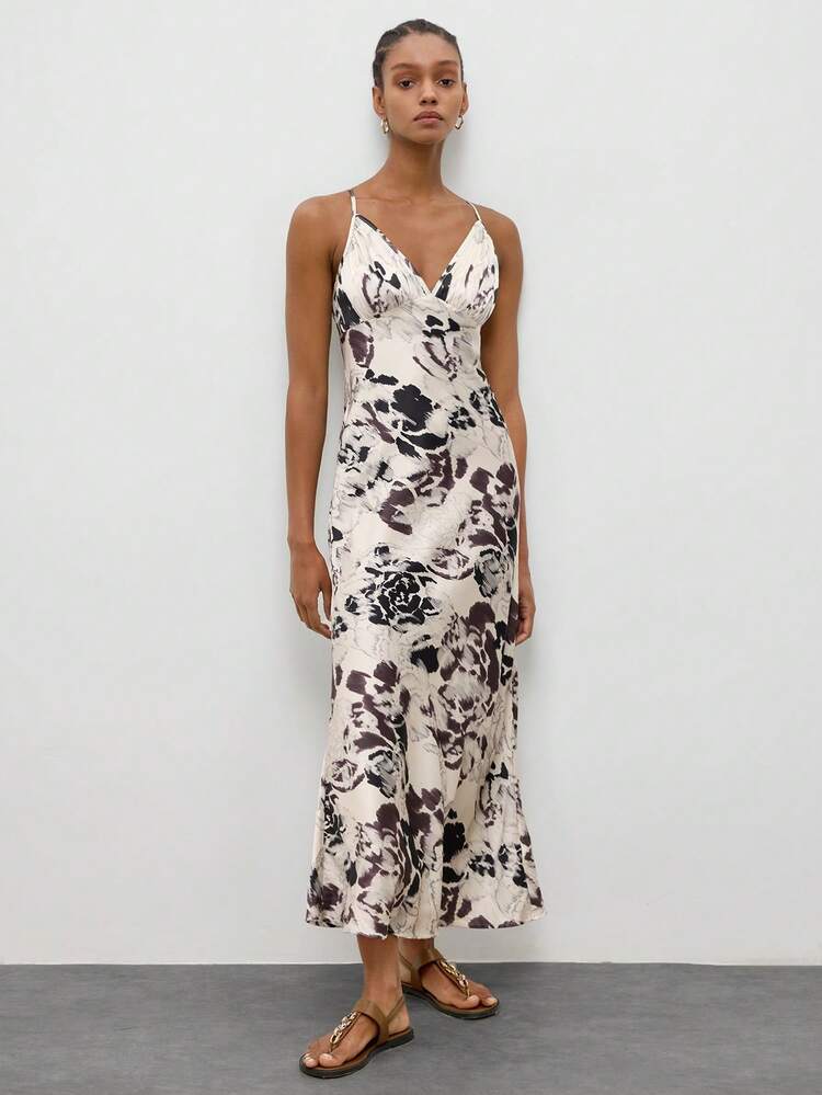 SHEIN Maija Outfit Deas For Dress,Women's V-Neck Sleeveless Allover Print Midi Dress, Fashionable Summer,Summer Outfits Festival Outfits For Women,Holiday Outfits For Women ,Summer Holiday Outfits Women's Summer Dresses Women Clothes Dress,Summer Dresses For Women