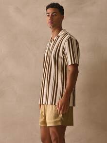 Musero Jersey Style Collared Neckline Short Sleeve Contrast Stripe Shirt Spring Summer Essentials - Multicolor - View 3