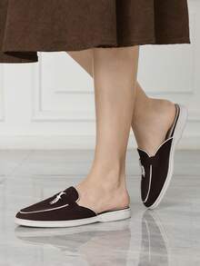 Sleekvia 女士平底乐福鞋玛丽珍露跟套脚深棕色流苏吊坠休闲通勤女鞋度假 - 咖啡棕 - 查看 5