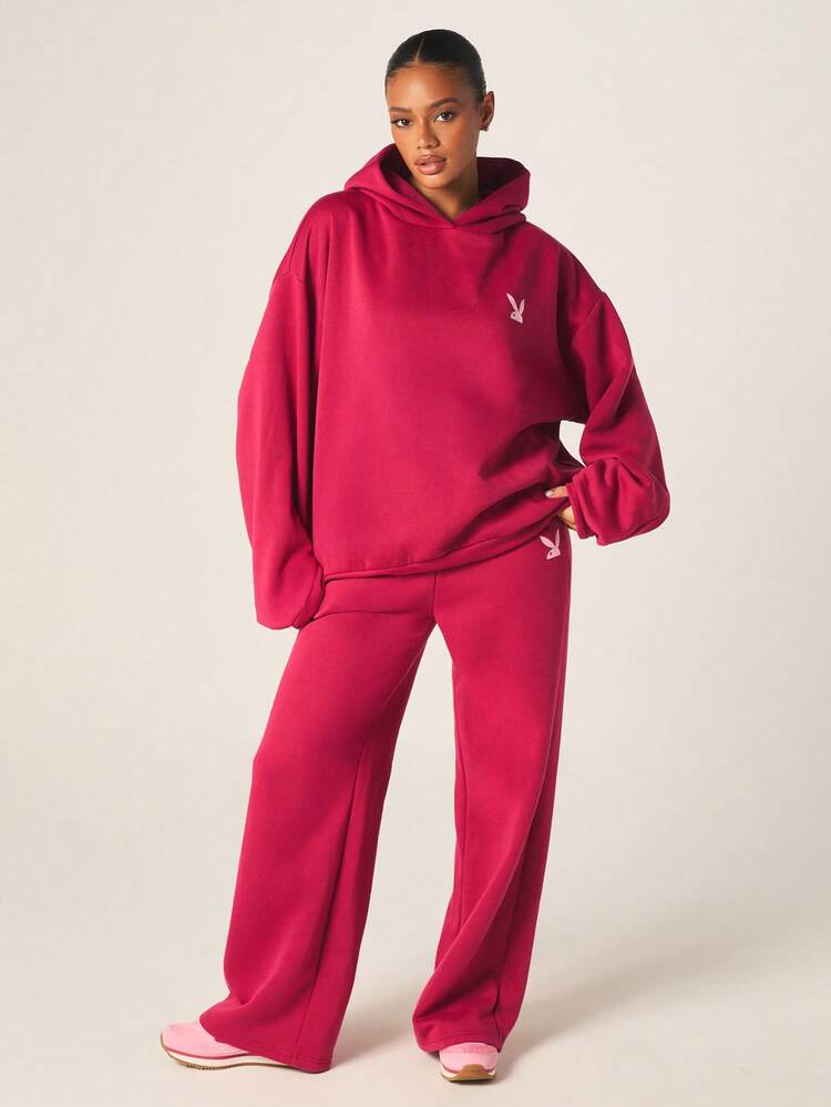Missguided x Playboy Pantaloni della tuta ampi da donna con coulisse e logo a coniglio, vestibilità morbida, vita alta, adatti per abbigliamento casual e relax