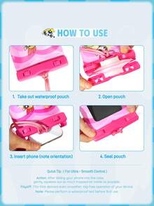 THE POWERPUFF GIRLS X SHEIN 1 Túi đựng điện thoại di động chống nước, trong suốt, in hình hoạt hình, thích hợp cho các hoạt động thể thao dưới nước như chèo thuyền vượt thác, đi biển, bơi lội, đi thuyền buồm, chèo kayak, leo núi, bảo vệ điện thoại di động, máy ảnh, tiền mặt, hộ chiếu, giấy tờ khỏi nước, cát, tuyết, bụi bẩn, họa tiết tình yêu, hoa nở, bong bóng, hoa mao lương. - Hồng - Xem 9