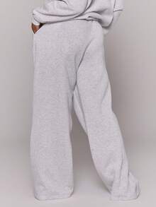 MUSERA Quần thể thao ống đứng cỡ lớn có logo thêu, quần jogger thoải mái hàng ngày, đồ cơ bản ấm áp cho kỳ nghỉ xuân. - Màu Xám nhạt - Xem 4