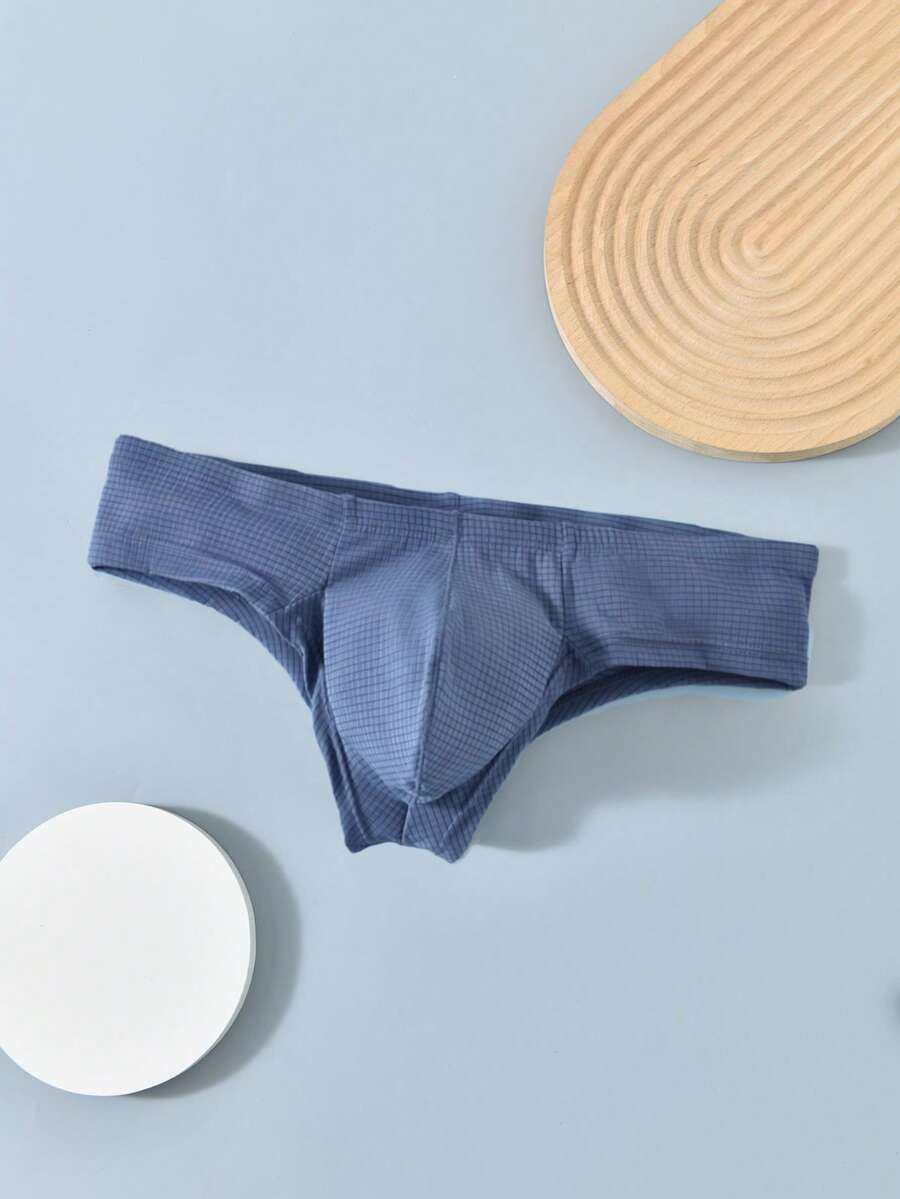 SHEIN 男士弹力柔软性感露臀丁字裤，诱人T字后背三角裤 - 藍色 - 查看 1