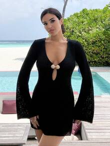 Maca Silvats VESTIDO CUBRE CON RECORTES DECORATIVOS DE METAL - Negro - Ver 5