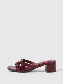 Sleekvia Summer New Belt Wear High-Heeled Women's Slippers - Burgundy - View 7