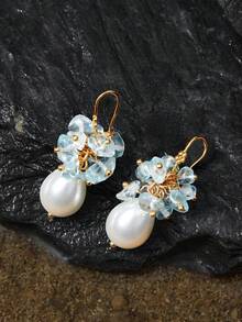 Opalesca 女士耳环，高级/优雅/经典/日常佩戴/简约，珍珠/水晶，适合妈妈/女士/女孩/母亲，夏季/海滩/舞会/派对/假日/度假，订婚/婚礼/承诺，新娘，心形/花朵，仙女风/美人鱼风 - 彩色 - 查看 7