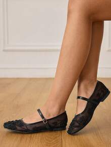 CUCCOO HITCHD Women's Fashion Floral Beaded Decor Buckle Design Loafers Wedding Shoes Spring Shoes Bride Shoes - Black - View 7
