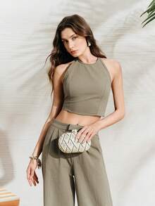 SHECARRY 女士晚宴包、手拿包、斜挎包、草编包、草编编织包，时尚、优雅、简约、个性化、百搭，适合海滩、度假、假日、夏季、海边、沙滩派对等场合 - 米色 - 查看 8