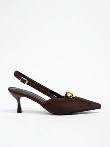 Sleekvia Women's Burgundy Bow Decor Work Pumps For Christmas - Brown - View 1