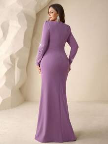 Coutiva Vestido de noche formal de talla grande (muy adornado) - Púrpura polvoriento - Ver 2