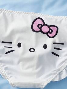 HELLO KITTY AND FRIENDS | SHEIN 女士字母卡通印花舒适休闲三角裤 - 白色 - 查看 6