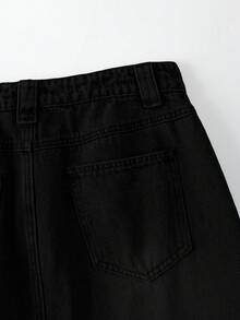 GlowEve Women's Casual Washed Denim Cargo Mini Skirt - Black - View 7