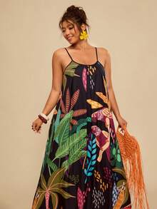 Travachic Plus Size Women's Summer Bohemian Print Sleeveless Dress,Casual Holiday Boho Beach Multicolor Sundresses,Plus Size Outfits For Women Summer - Multicolor - View 6