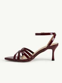 CUCCOO CHICEST Classic Simple Fashion Sexy High Heel Sandals Strap Combination Banquet Party Prom High Heel Sandals - Burgundy - View 10