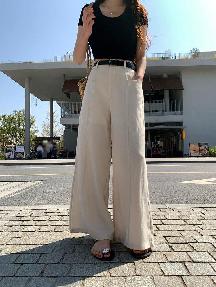 Women's Solid Color Casual Korean Style Versatile Loose Pants
