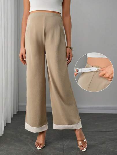  Momance 优雅孕妇裤，可调节松紧腰带，撞色设计