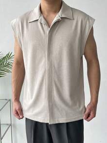 DAZY Khaki Sleeveless Shirt For Men, Summer - Khaki - View 5