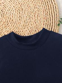 SHEIN Tween Girl Sommar Minimalistisk Enfärgad Ärmlös Linne - Marinblå - Visa 3