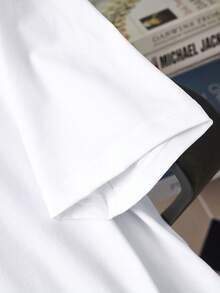 Chillumni Bộ đồ thể thao mùa hè phong cách nghỉ mát gồm áo thun và quần short trắng xanh, áo thun tay ngắn in hình cây cọ nhiệt đới và số 86 + quần short dây rút. - Nhiều màu - Xem 4