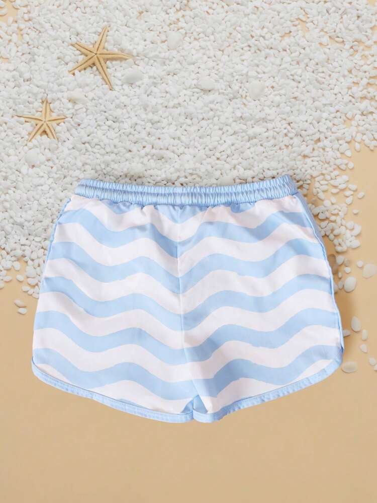 Pantaloncini da bagno con stampa a righe ondulate