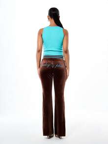 BABYPHAT Turquoise Ribbed Tank Top With Front Lace Up Detail And Rhinestone Embellishments Sleeveless Scoop Neck Summer Festival Top - Green - View 6