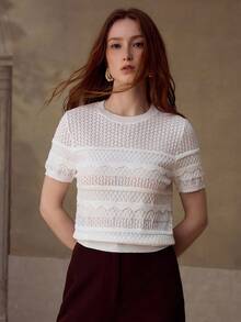 MOTF PREMIUM WOMEN'S SHORT SLEEVE KNIT TOP, CASUAL & DATE WEAR, SPRING/SUMMER - White - View 4