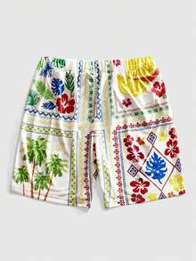 ROMWE MEN Quần short nam kiểu Mỹ dáng rộng, thoải mái, phong cách retro. - trắng - Xem 2