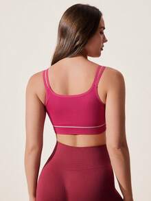 SHEIN Dewbera Sujetador deportivo minimalista, sin costuras y cómodo para mujer - Rosa Fucsia - Ver 2