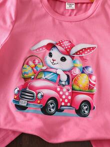 1件女童短袖圆领T恤，春夏款 - 粉色 - 查看 5