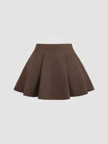 Sweetra 女士春夏新款设计感高街优雅性感修身学院风度假百搭舒适褶裥阔腿裤 - 棕色 - 查看 2